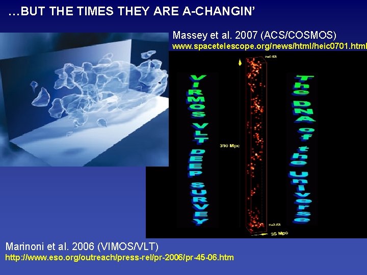 …BUT THE TIMES THEY ARE A-CHANGIN’ Massey et al. 2007 (ACS/COSMOS) www. spacetelescope. org/news/html/heic