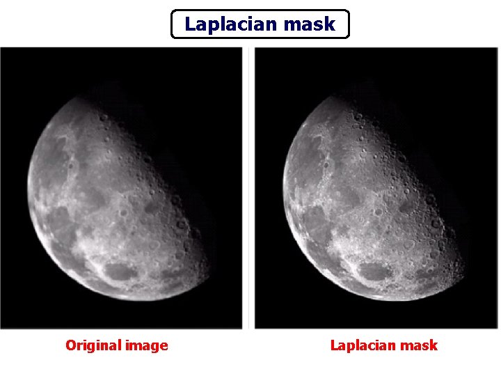 Laplacian mask Original image Laplacian mask 