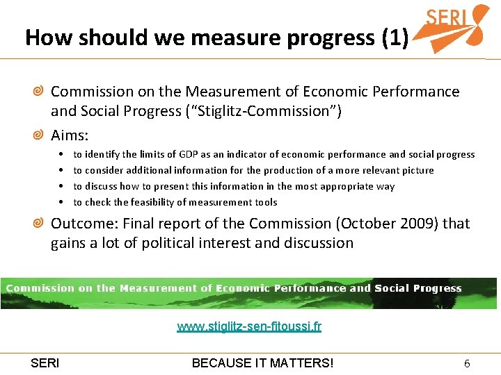 How should we measure progress (1) Commission on the Measurement of Economic Performance and