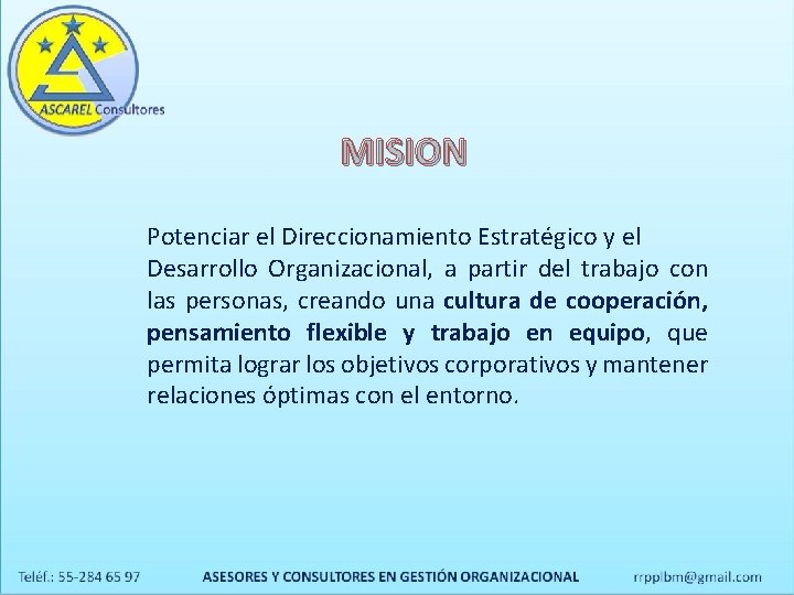 MISION Potenciar el Direccionamiento Estratégico y el Desarrollo Organizacional, a partir del trabajo con MISION Potenciar el Direccionamiento Estratégico y el Desarrollo Organizacional, a partir del trabajo con