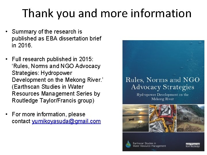 Thank you and more information • Summary of the research is published as EBA