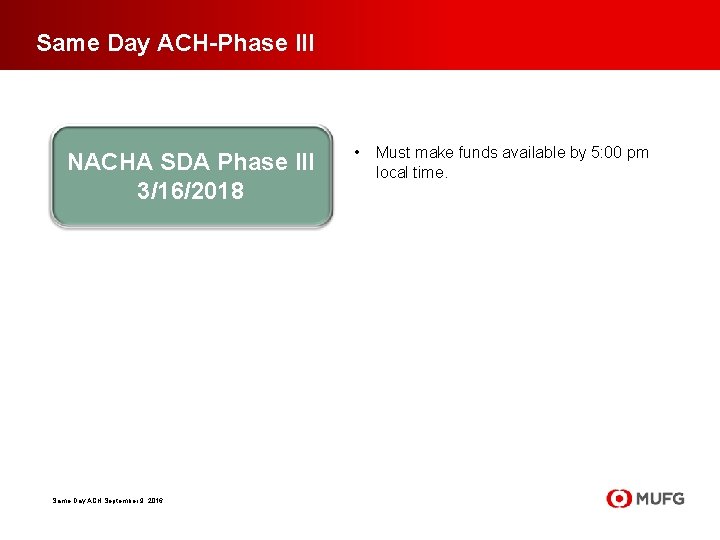 Same Day ACH-Phase III NACHA SDA Phase III 3/16/2018 Same-Day ACH September 9, 2016 Same Day ACH-Phase III NACHA SDA Phase III 3/16/2018 Same-Day ACH September 9, 2016
