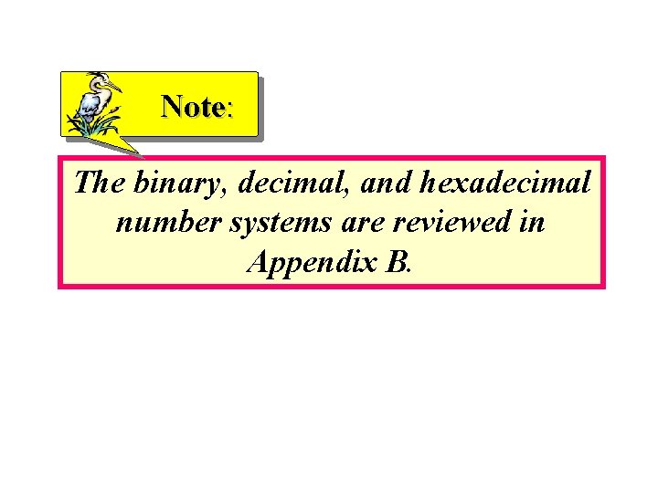 Note: The binary, decimal, and hexadecimal number systems are reviewed in Appendix B. 