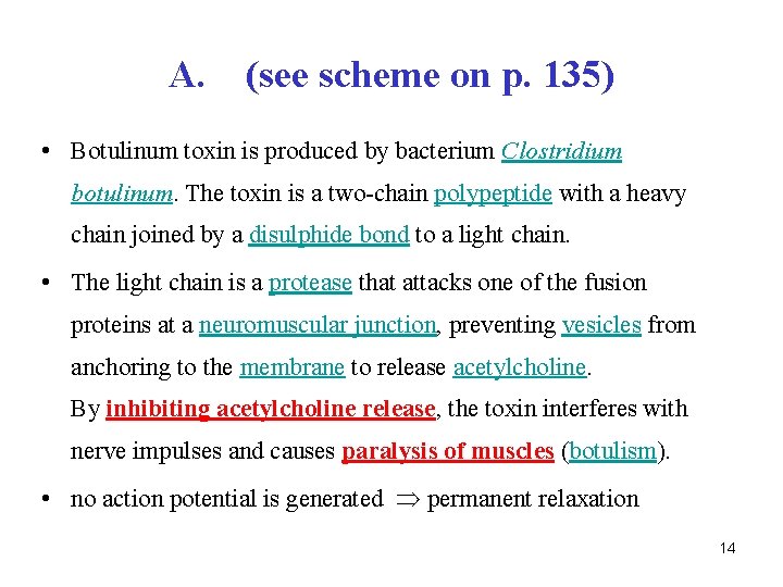 A. (see scheme on p. 135) • Botulinum toxin is produced by bacterium Clostridium