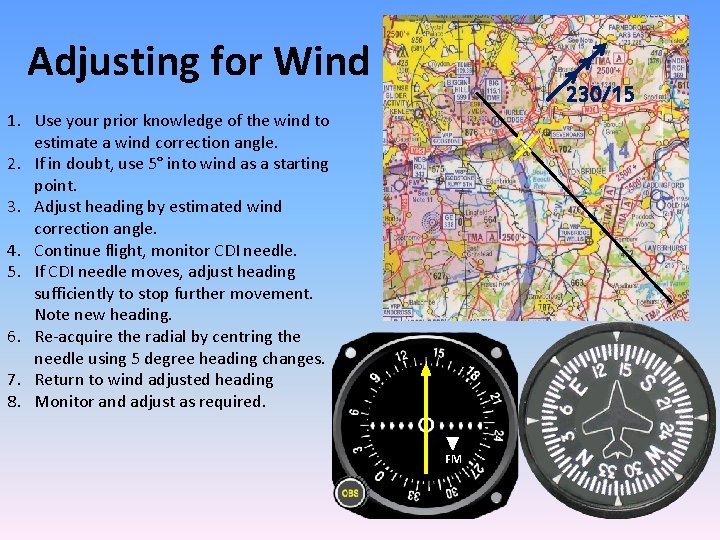 Adjusting for Wind 230/15 1. Use your prior knowledge of the wind to estimate