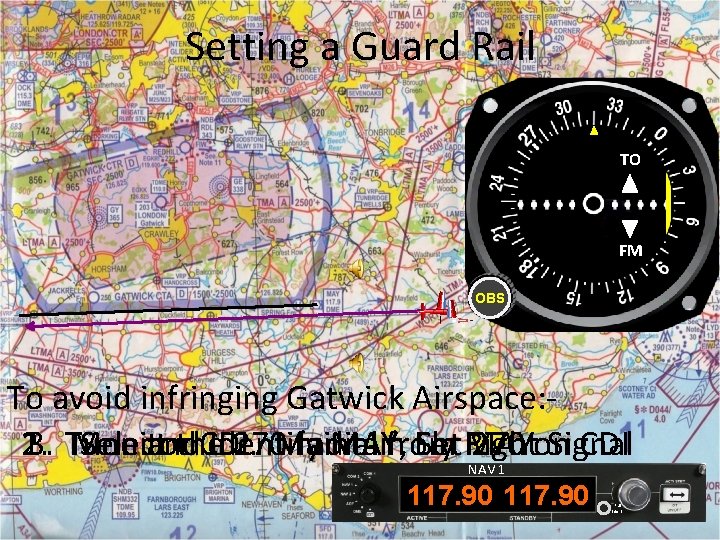 Setting a Guard Rail TO FM OBS To avoid infringing Gatwick Airspace: 1. 2.
