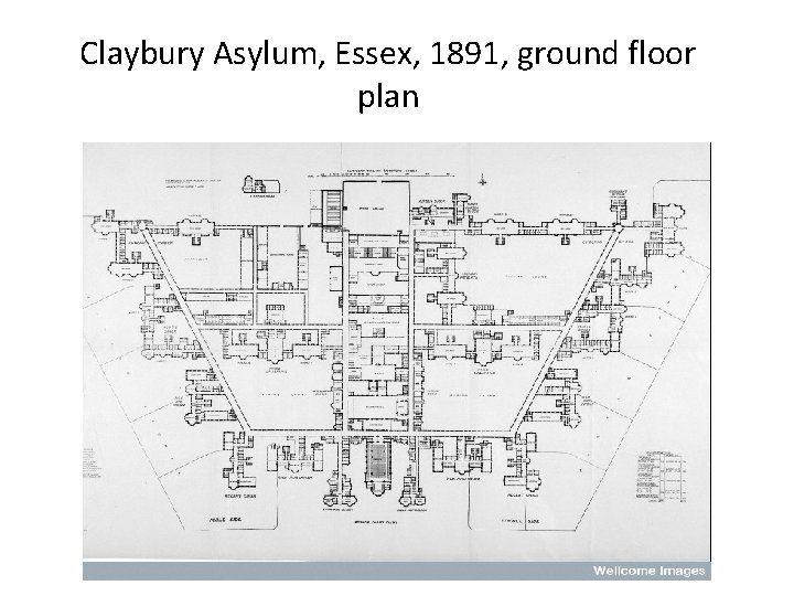 Claybury Asylum, Essex, 1891, ground floor plan 