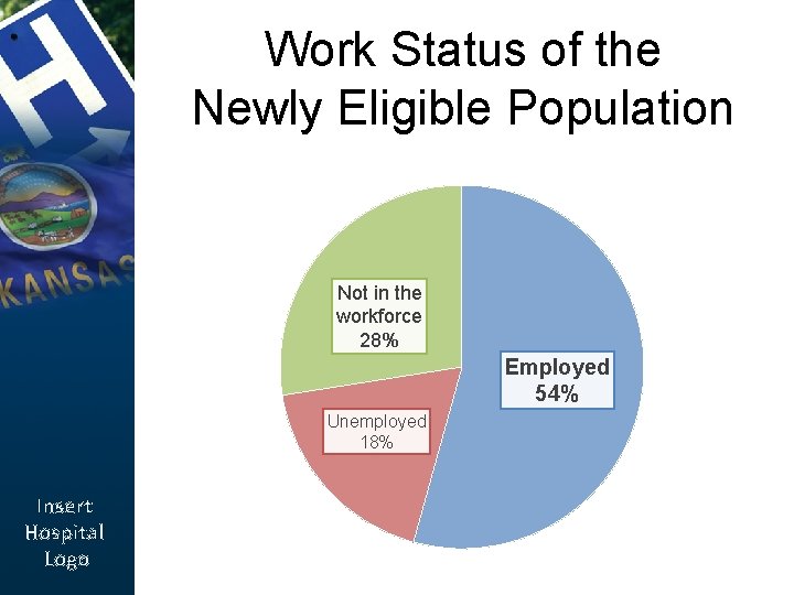 Work Status of the Newly Eligible Population Not in the workforce 28% Employed 54%