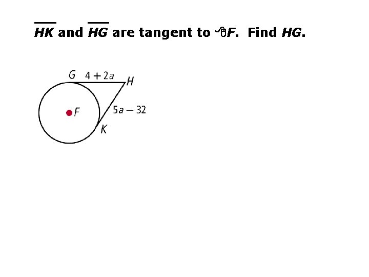 HK and HG are tangent to F. Find HG. 