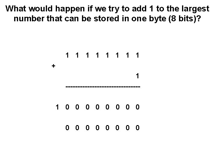 What would happen if we try to add 1 to the largest number that