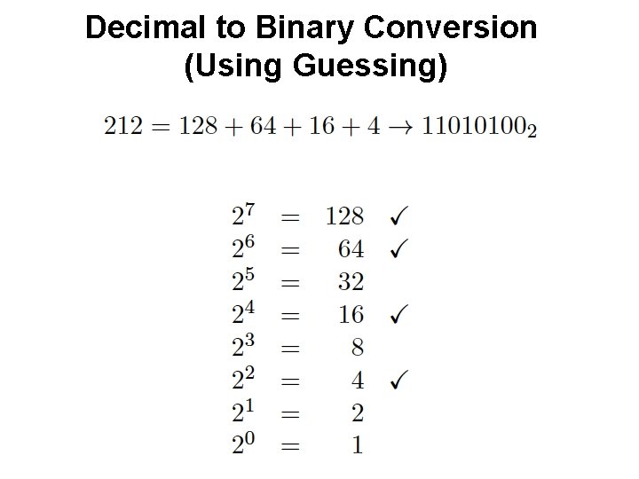 Decimal to Binary Conversion (Using Guessing) 