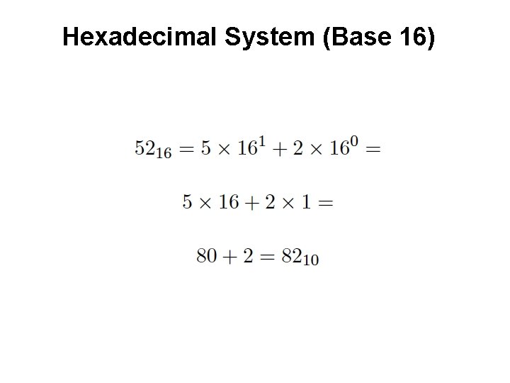 Hexadecimal System (Base 16) 