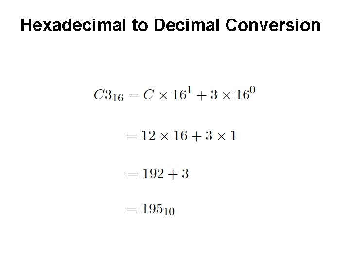 Hexadecimal to Decimal Conversion 