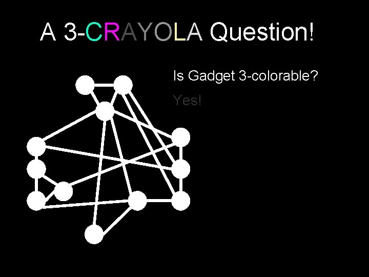 A 3 -CRAYOLA Question! Is Gadget 3 -colorable? Yes! 