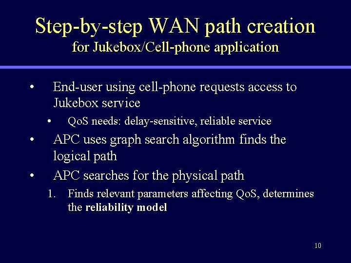 Step-by-step WAN path creation for Jukebox/Cell-phone application • End-user using cell-phone requests access to