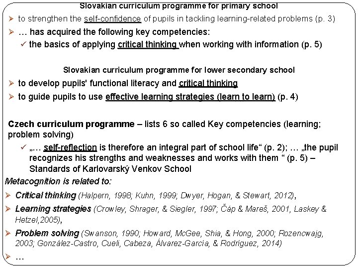 Slovakian curriculum programme for primary school Ø to strengthen the self-confidence of pupils in