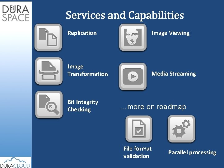 Services and Capabilities Replication Image Viewing Image Transformation Media Streaming Bit Integrity Checking …more