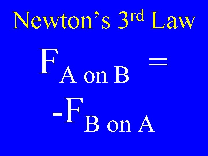 Newton’s rd 3 Law FA on B = -FB on A 