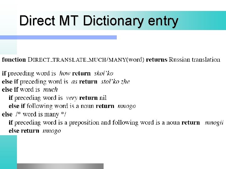 Direct MT Dictionary entry 