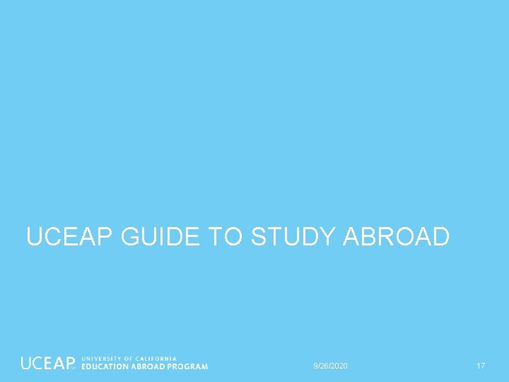 UCEAP GUIDE TO STUDY ABROAD 9/26/2020 17 