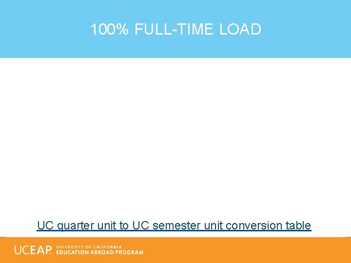 100% FULL-TIME LOAD UC quarter unit to UC semester unit conversion table 