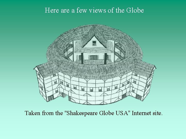 Here a few views of the Globe Taken from the “Shakespeare Globe USA” Internet
