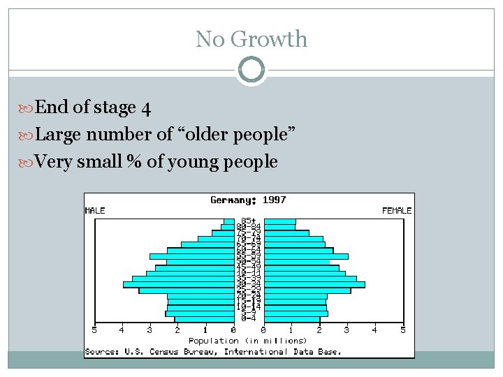 No Growth End of stage 4 Large number of “older people” Very small %