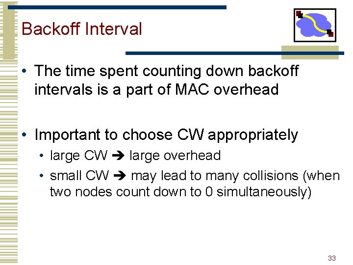 Backoff Interval • The time spent counting down backoff intervals is a part of