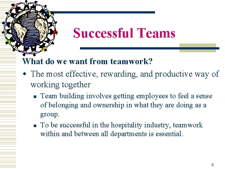 Successful Teams What do we want from teamwork? w The most effective, rewarding, and