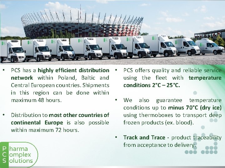 Distribution • PCS has a highly efficient distribution • PCS offers quality and reliable