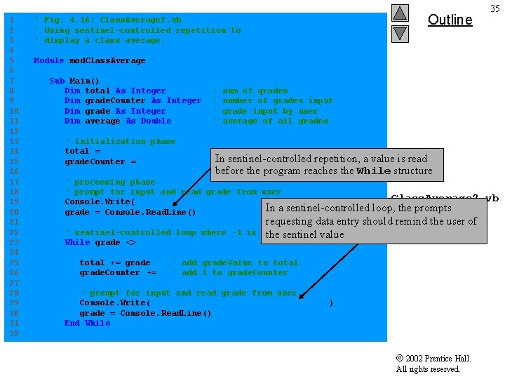 Outline 35 1 ' Fig. 4. 16: Class. Average 2. vb 2 ' Using