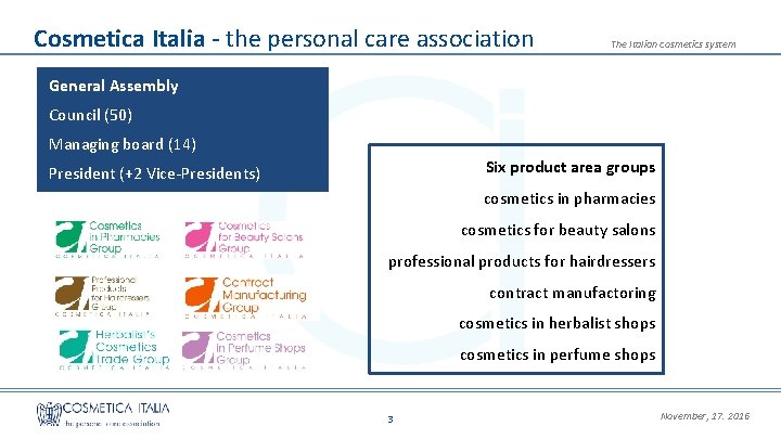 Cosmetica Italia - the personal care association The Italian cosmetics system General Assembly Council