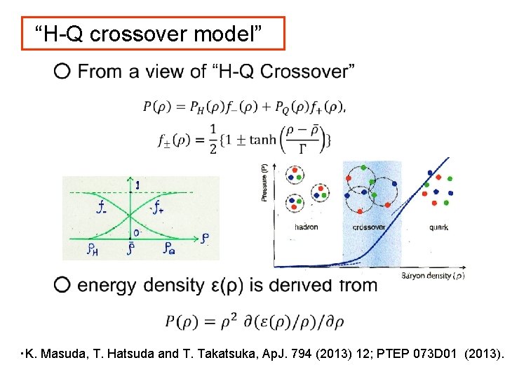  “H-Q crossover model” ・K. Masuda, T. Hatsuda and T. Takatsuka, Ap. J. 794