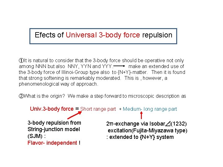 Efects of Universal 3 -body force repulsion ①It is natural to consider that the