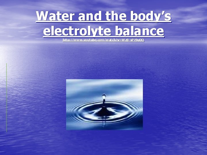 Water and the body’s electrolyte balance http: //www. youtube. com/watch? v=Wz. B-s. Pj 9