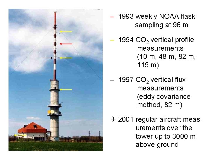 – 1993 weekly NOAA flask sampling at 96 m – 1994 CO 2 vertical