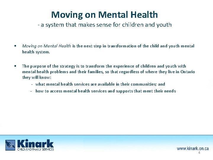 Moving on Mental Health - a system that makes sense for children and youth