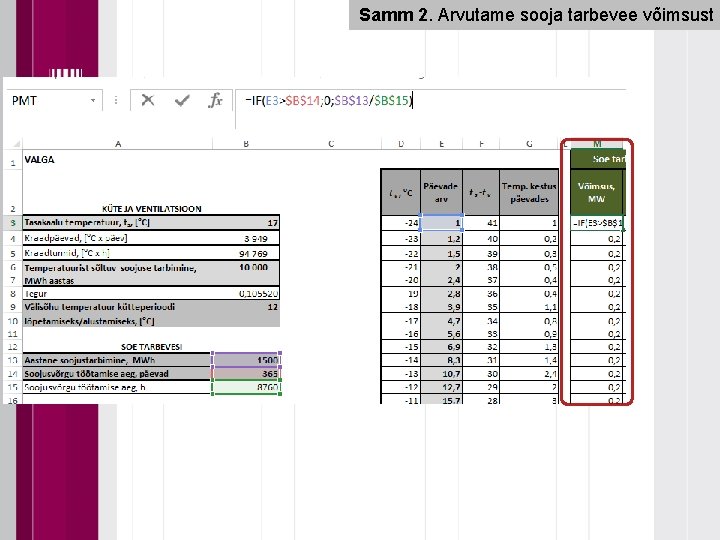 Samm 2. Arvutame sooja tarbevee võimsust 