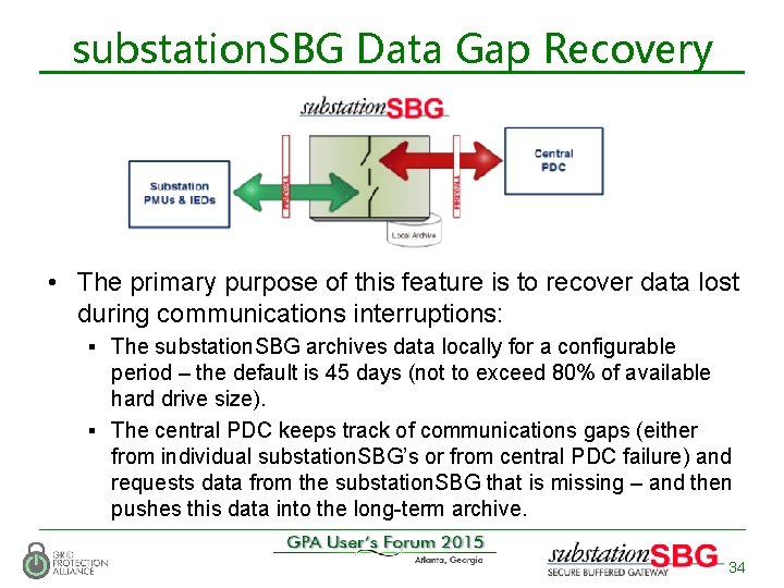 substation. SBG Data Gap Recovery • The primary purpose of this feature is to