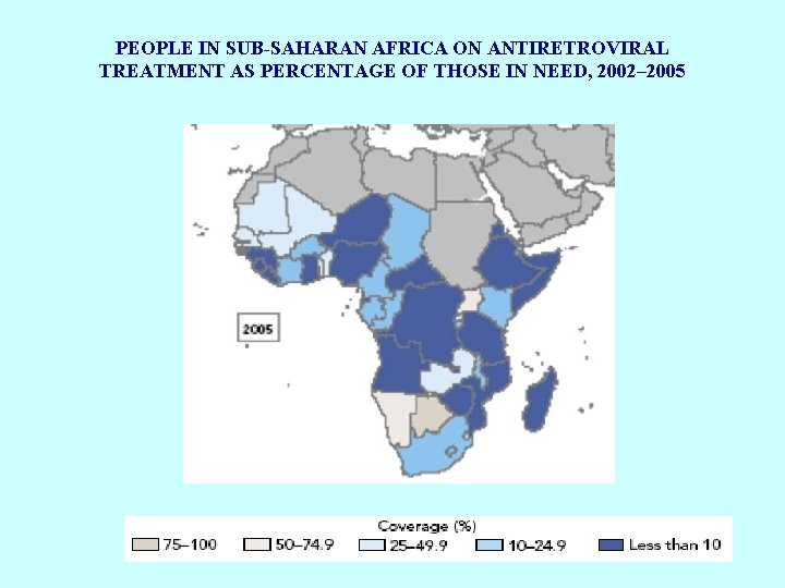 PEOPLE IN SUB-SAHARAN AFRICA ON ANTIRETROVIRAL TREATMENT AS PERCENTAGE OF THOSE IN NEED, 2002–