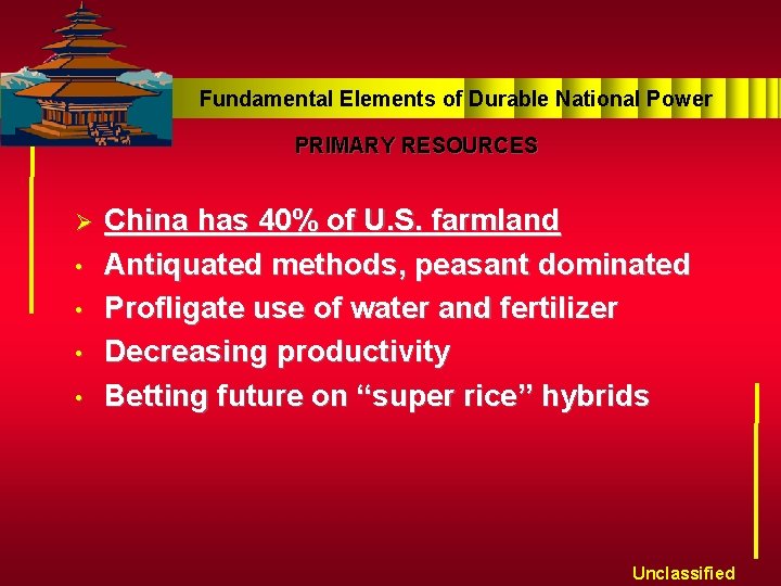 Fundamental Elements of Durable National Power PRIMARY RESOURCES Ø • • China has 40%