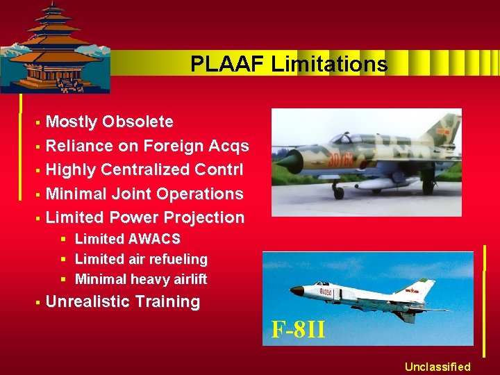 PLAAF Limitations Mostly Obsolete § Reliance on Foreign Acqs § Highly Centralized Contrl §