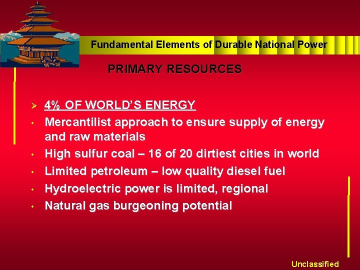 Fundamental Elements of Durable National Power PRIMARY RESOURCES Ø • • • 4% OF