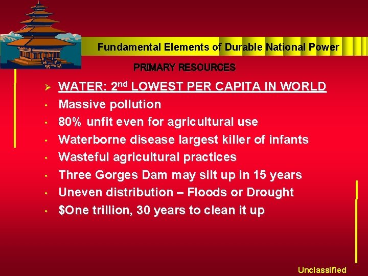 Fundamental Elements of Durable National Power PRIMARY RESOURCES Ø • • WATER: 2 nd