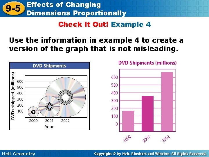 9 -5 Effects of Changing Dimensions Proportionally Check It Out! Example 4 Use the