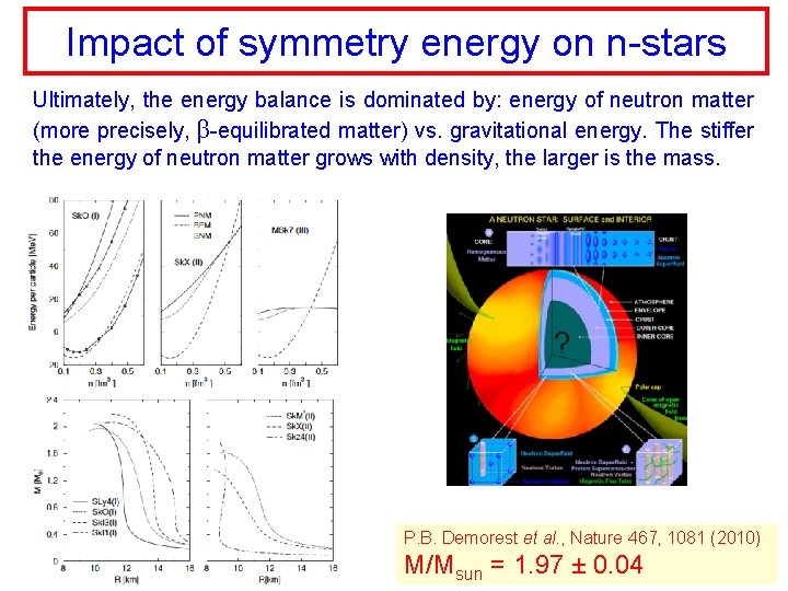 Impact of symmetry energy on n-stars Ultimately, the energy balance is dominated by: energy