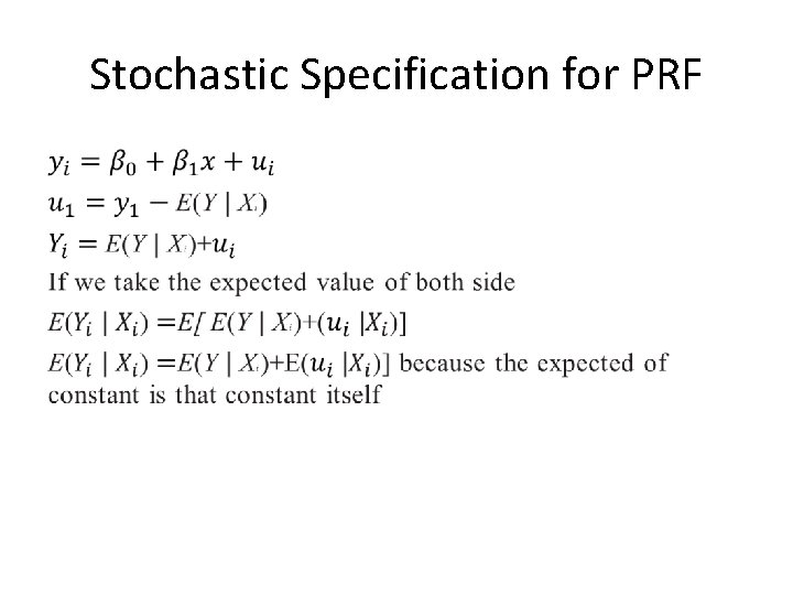 Stochastic Specification for PRF • 
