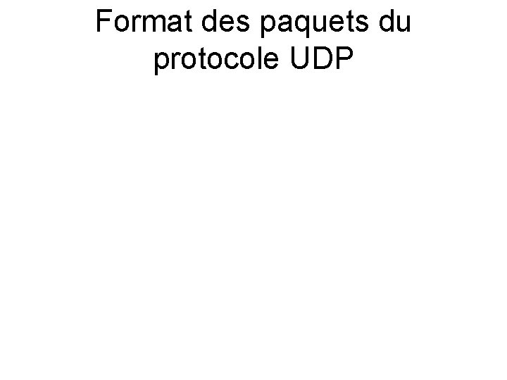 Format des paquets du protocole UDP 