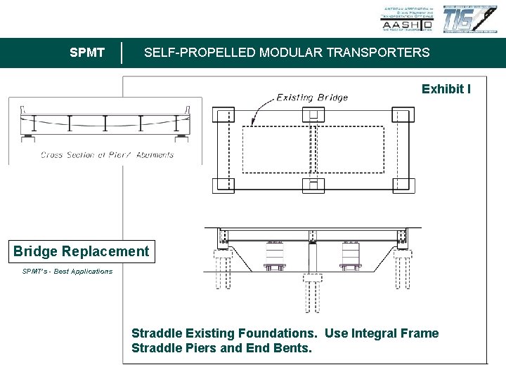 SPMT SELF-PROPELLED MODULAR TRANSPORTERS Exhibit I Bridge Replacement SPMT’s - Best Applications Straddle Existing
