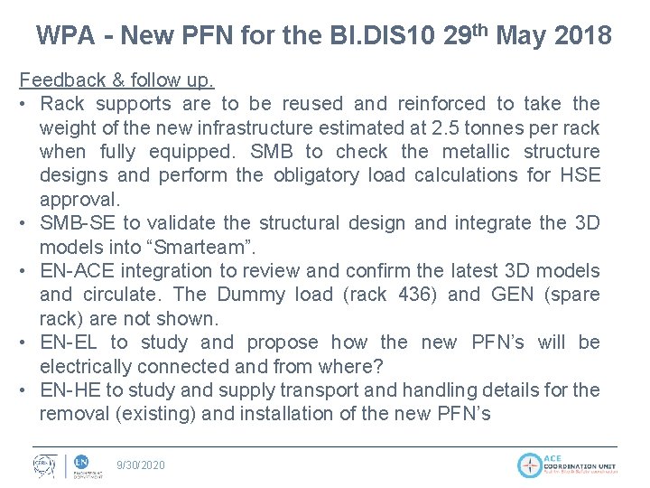 WPA - New PFN for the BI. DIS 10 29 th May 2018 Feedback